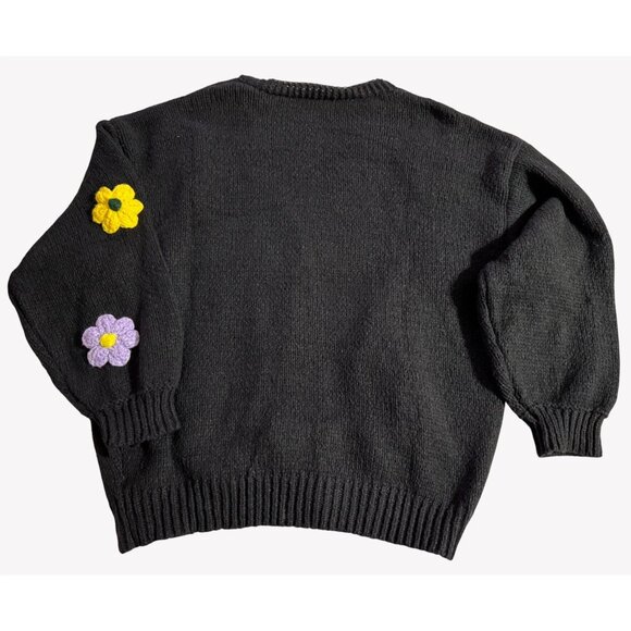 NWT Cider Womens Black Cropped Cardigan Crochet Flower Appliques 3XL - Picture 6 of 10
